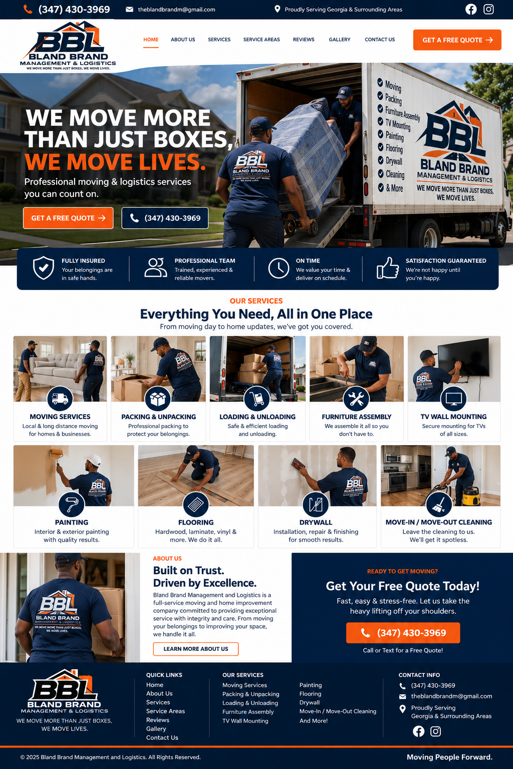 BBL branded movers and truck